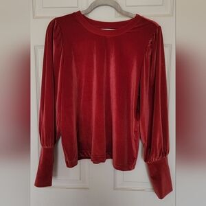 LOFT Rich Red Velvet Blouse